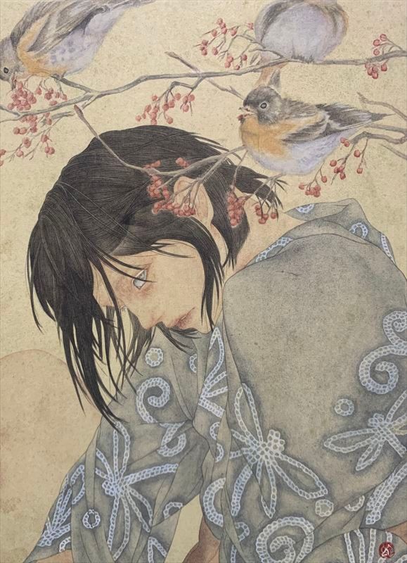 田中巳桃 湖畔 / 2025 / Painting / H33.3 × W24.2 cm
