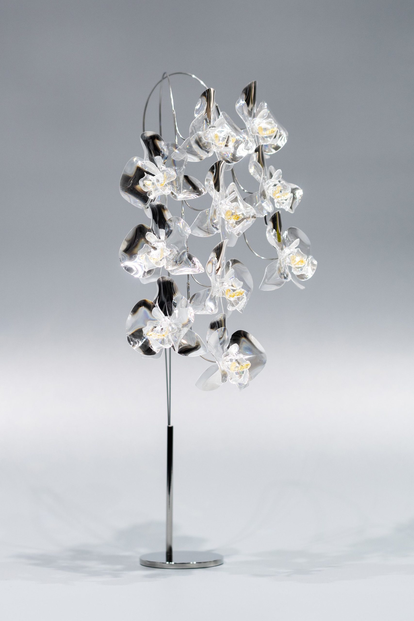 松尾高弘 + EMISSION Prism Flower #3-Set-No.02 / Kocho-ran + Metal Vase / L  / 2026 / Craft / H40 × W20 × D20 cm